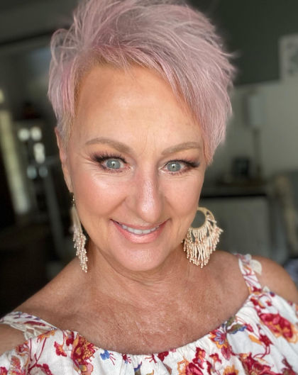 Short Pink Pixie Low Maintenance Haircuts For Women Over 50