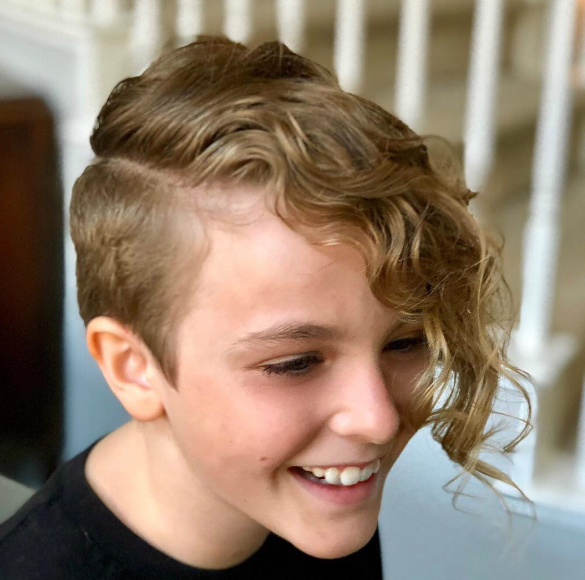 Side Shaved Curly  Girl Pixie Cut