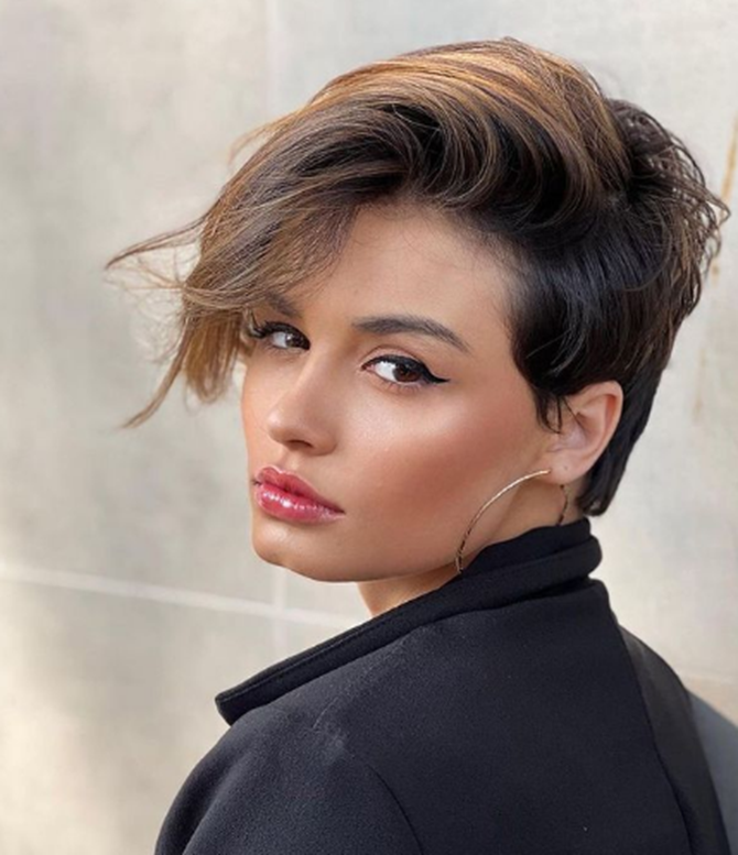 Side Swept Low Maintenance Thick Hair Pixie Cut