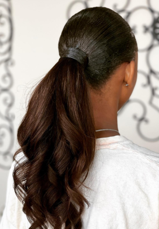 Simple Ponytail With Brown Edge Homecoming Hairstyle