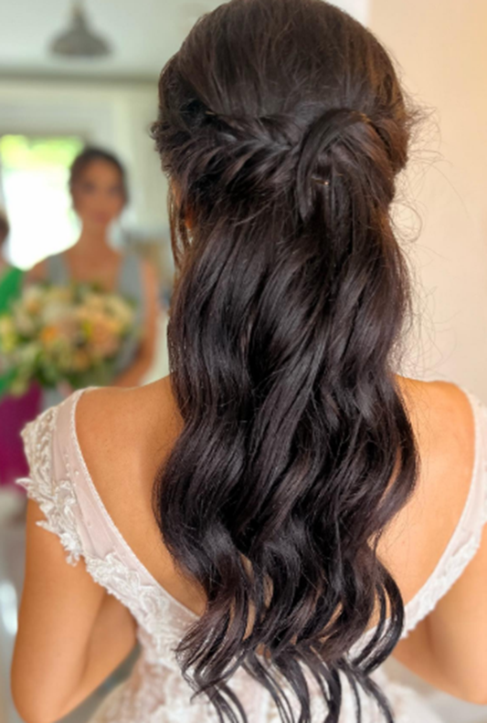 Simple Updo Wavy With Fishtail Braids For Black Hair