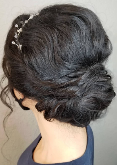 Simple Wedding Guest Hair Bun Asian Hairstyle with Highlights Look