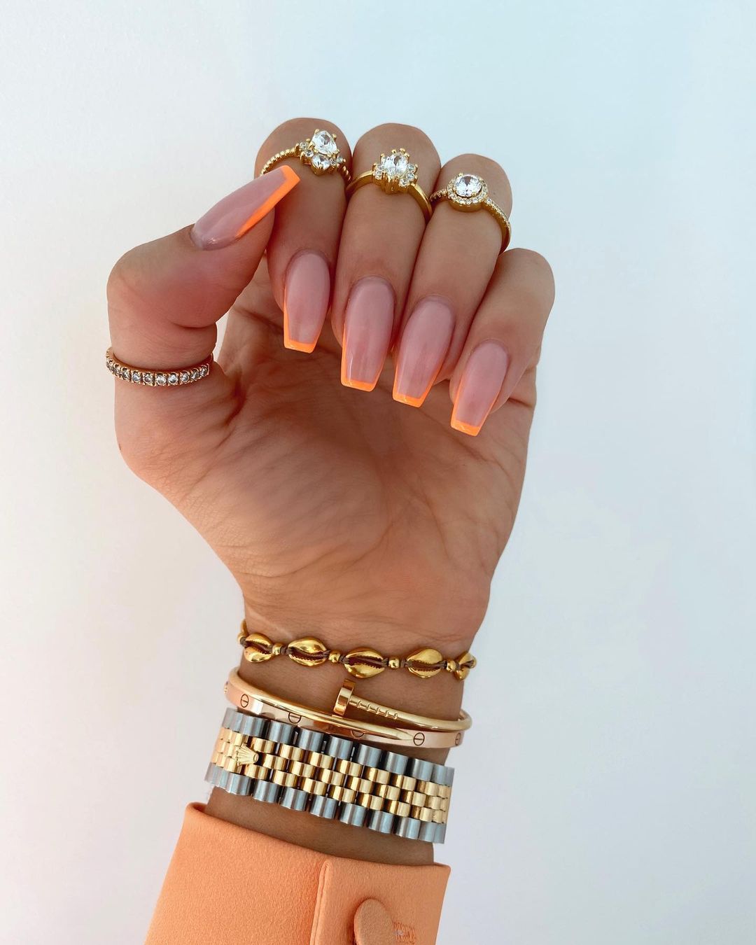 Soft Orange French Ombre Nail Designs