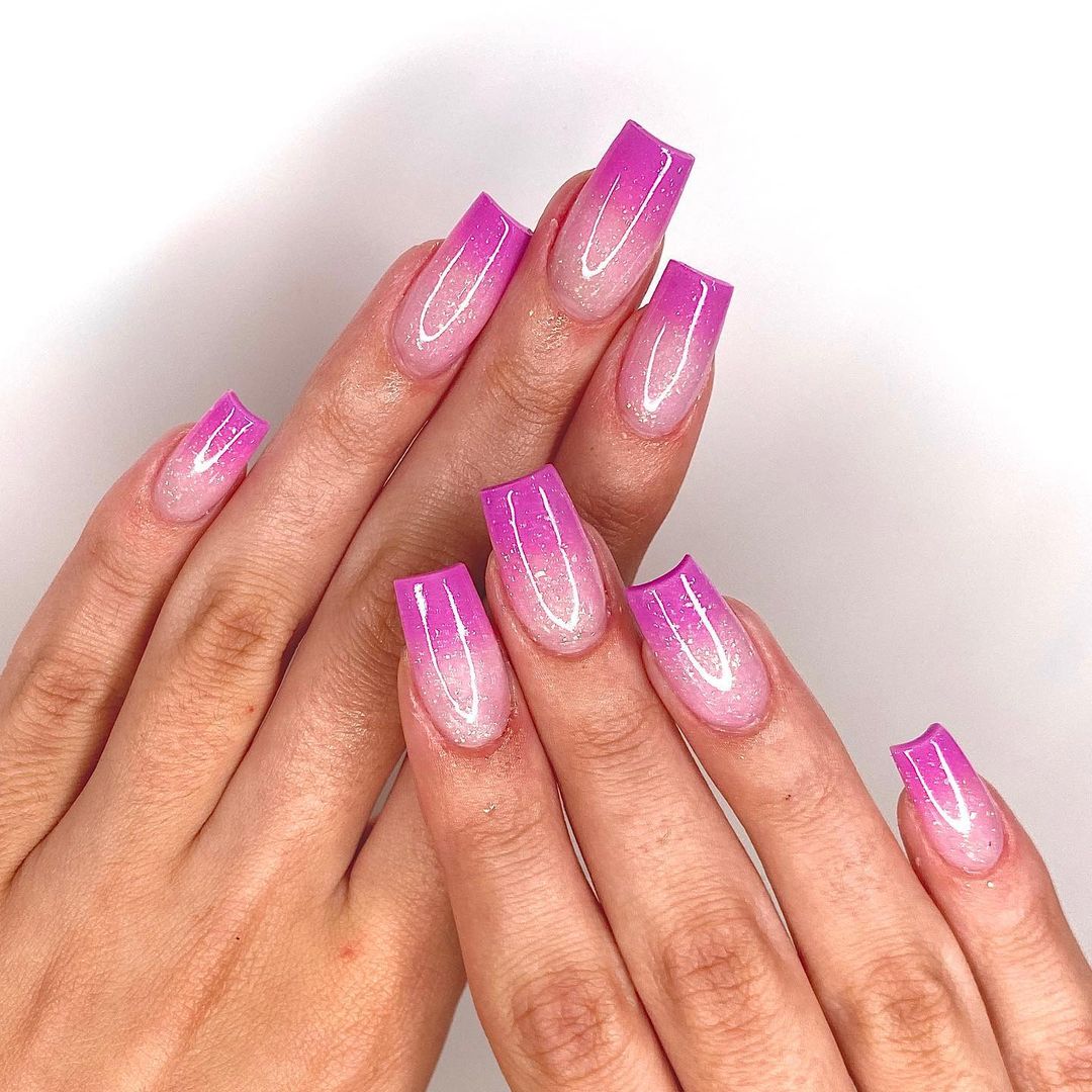 Shining Purple French Ombre Nail Designs