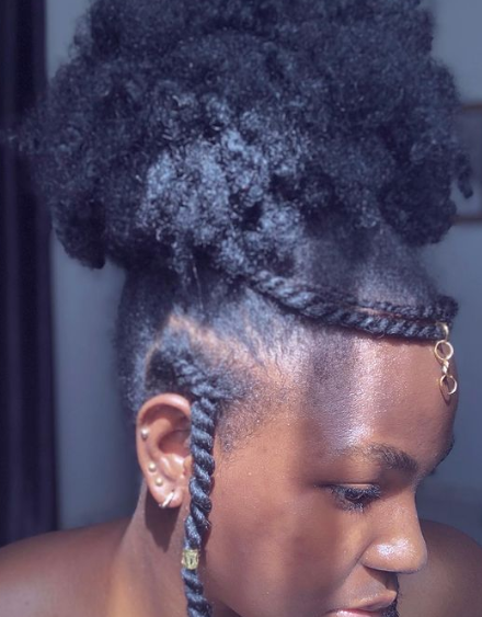 Spiral Crown Afro Puff Hairstyle