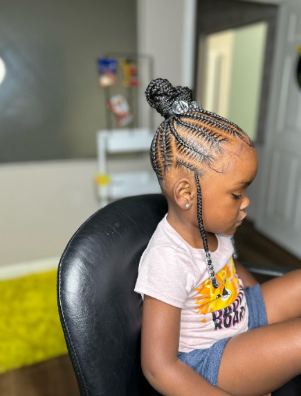 Stitch Bun Winter Protective Natural Hairstyle Kids