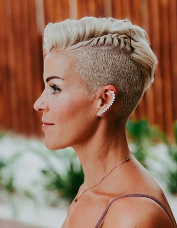 Stitched Shaved Hairstyle For Women