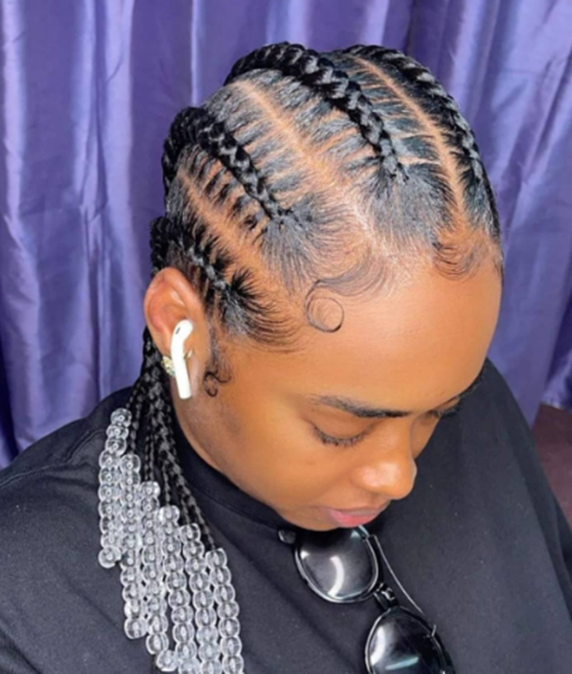 Stitches Braided Hairstyle With Beads