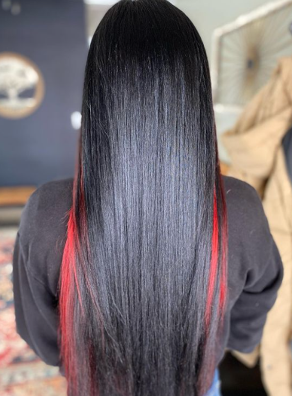 Straight Red Cornered Black Hair