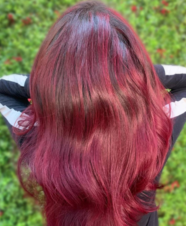 Stylish Balayage  Dark Red Hair Color