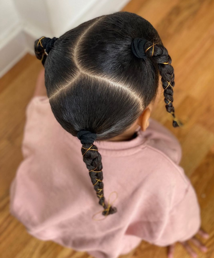 Three Pigtails Winter Protective Natural Hairstyle Kids