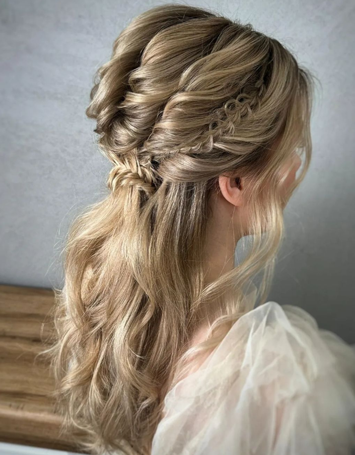 Twisted Wavy Bridesmaids Hairstyle