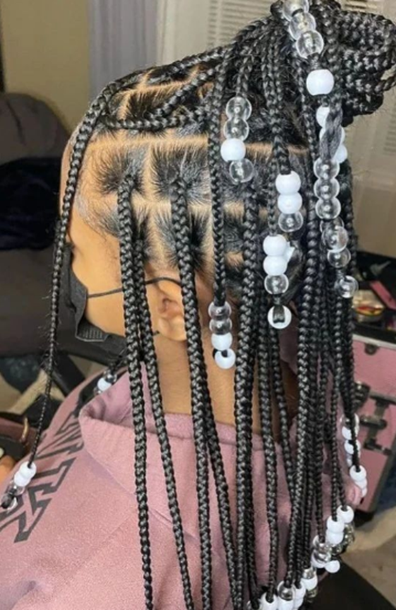 Up Braided Hairstyle With Beads