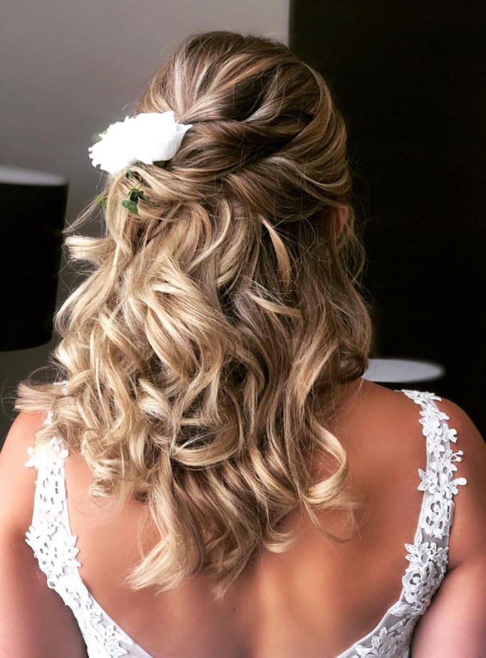 Updo Twisted Bridesmaids Hairstyle For Medium Length Hair