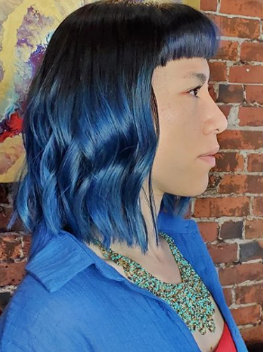 Warm Ombre Black And Blue Hair Color Ideas