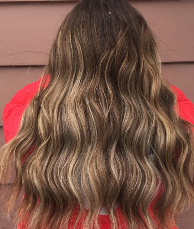 Wave Hair With Brunette Blonde Highlights