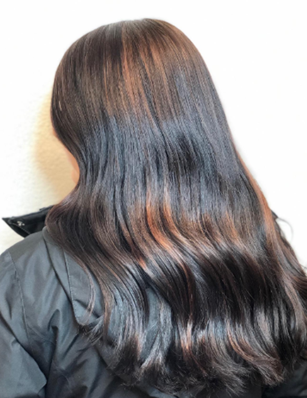 Wavy Box Dyed Black Hair With Highlight
