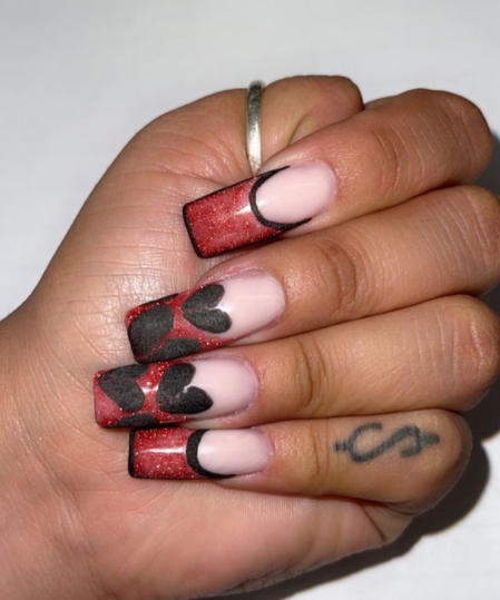 black heart nail design