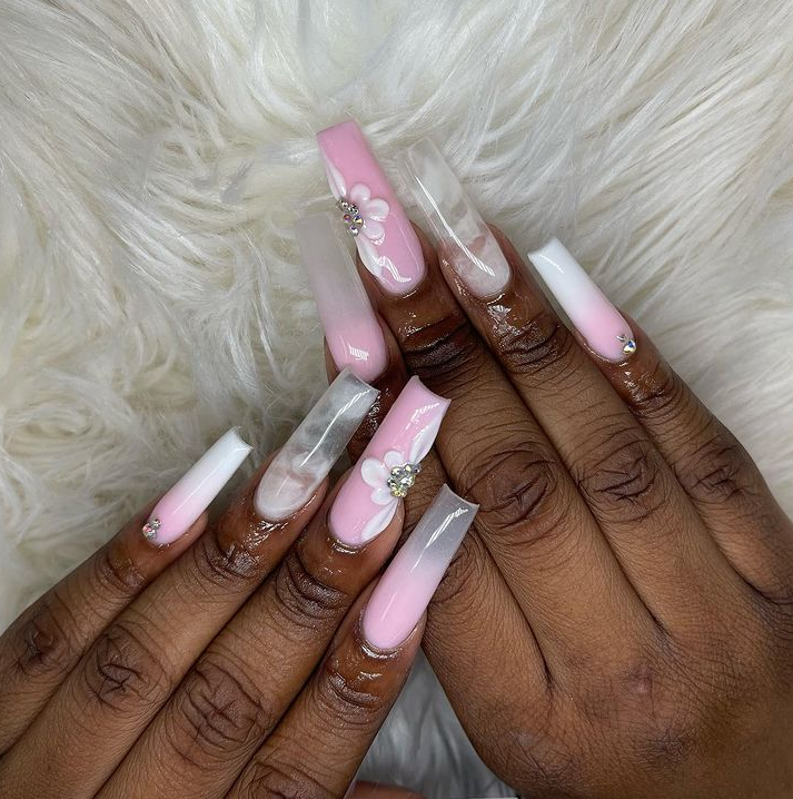 pink coffin nails designs