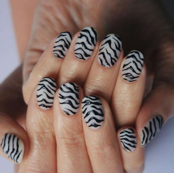 zebra stripes nail design