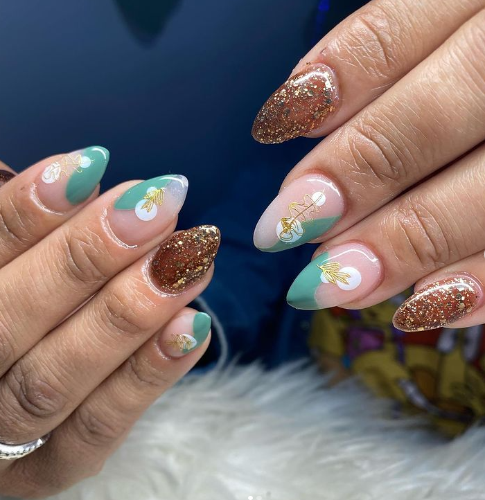 glittered cute nail art