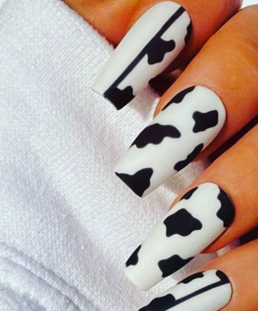 cow print nail design