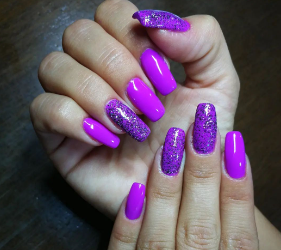 glittering Purple Nail Designs