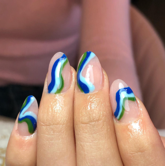 green blue nail design