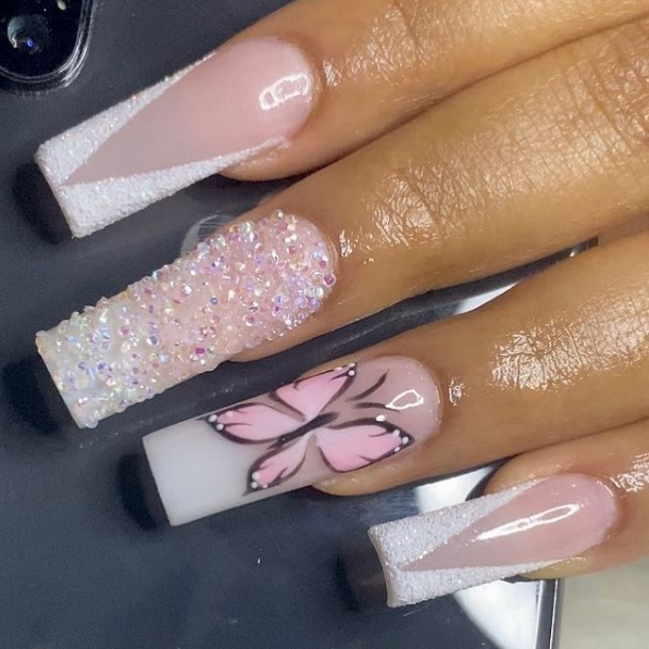 diamond snow nails design