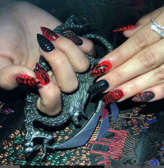 Red And Black Nails Design