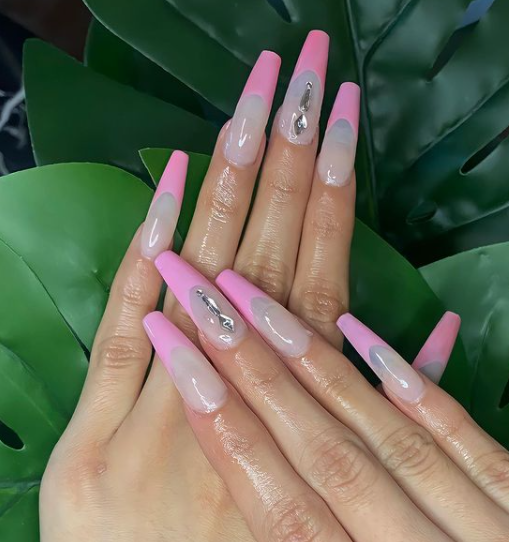 pink diamond nail art