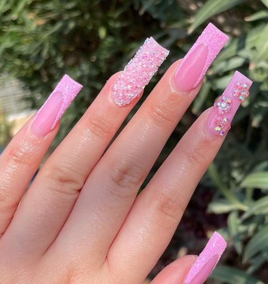 flower diamond nails designs