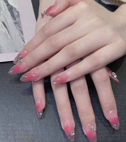 pink shade nail design