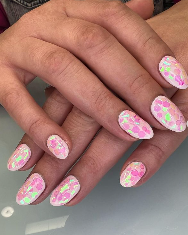 pink paws nail design