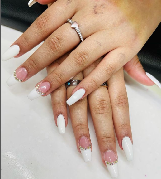 stone white nails design