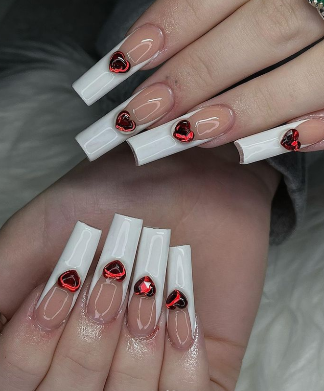 red heart nails design