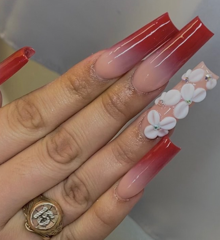 daist red nails design