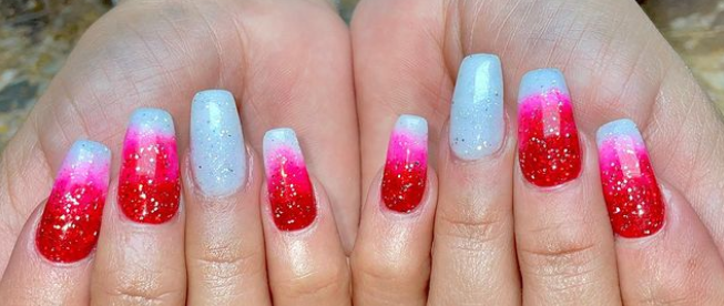 reddish pink nail design