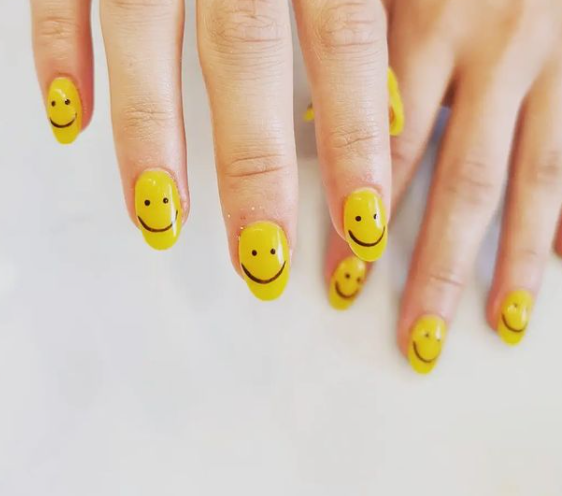 smiley nail design