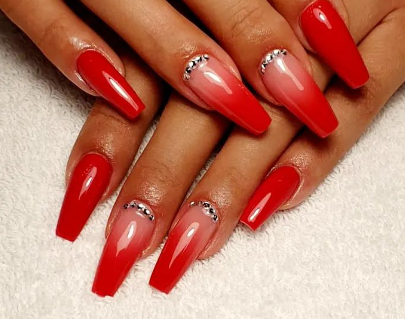 shining red nails design