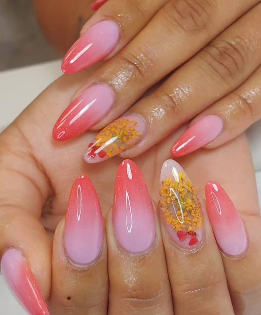 peachy nail design