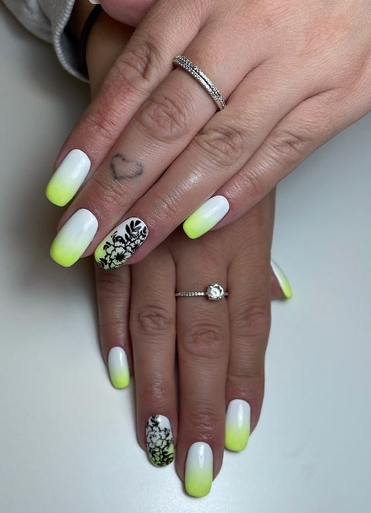 mixed white nail design