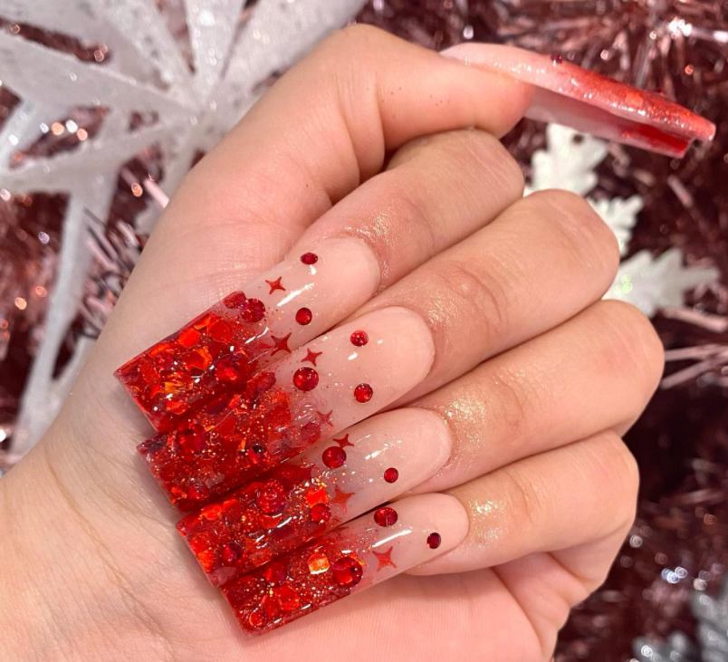red Ombre nail designs 