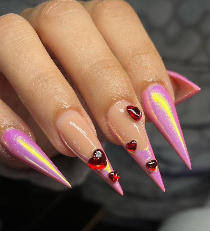 pink and yellow nail art