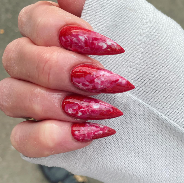 red ombre nails 