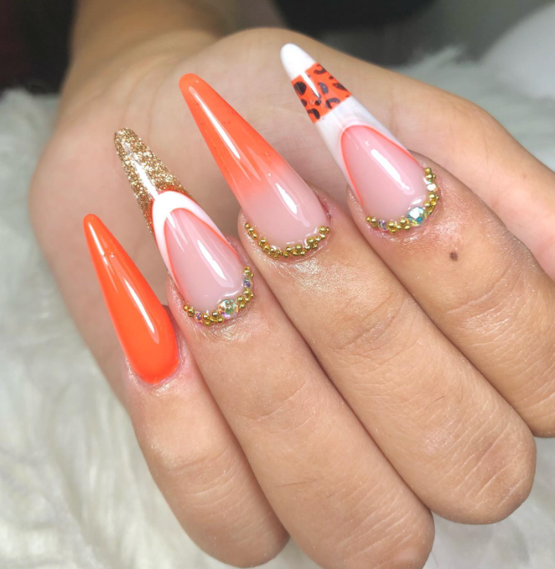 orange nail art