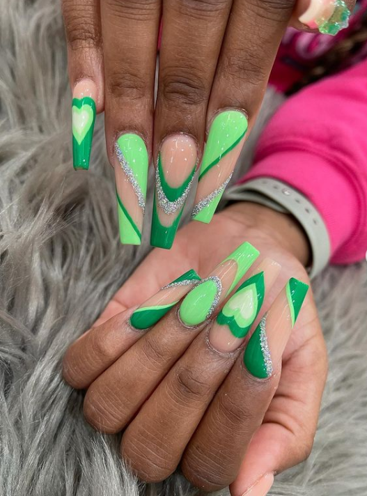 green nail design