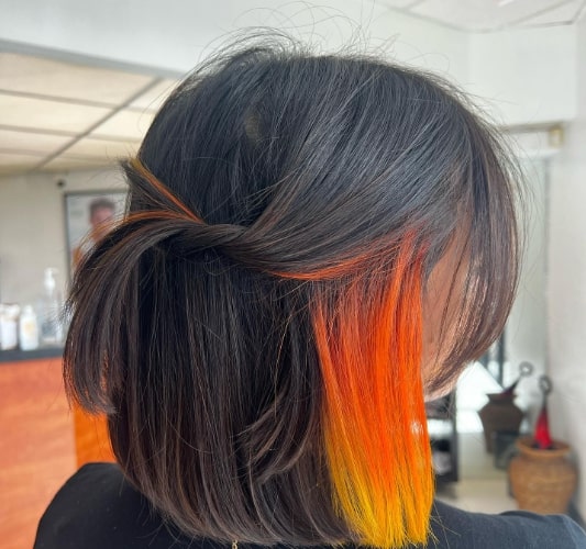 A Fiery Peak-A-Boos Balayage Hair Color
