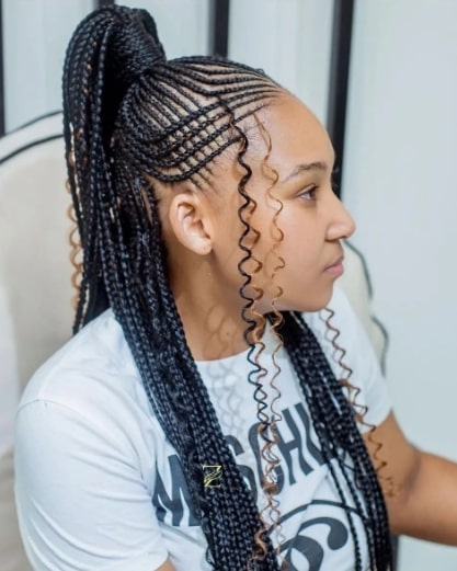 Angled Braided Hairstyle For Black Girls