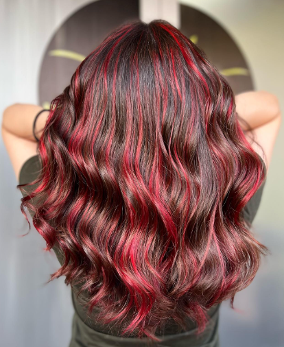 Black With Highlight Red Ombre Hair Colour iDEAS